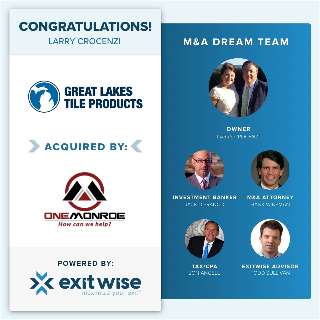Exitwise Client Success Story:  Great Lakes Tile Products Acquired by OneMonroe